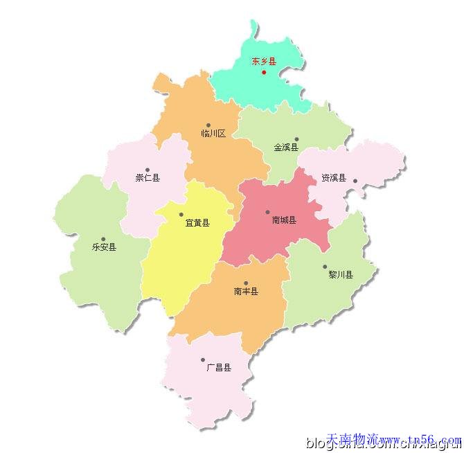 东莞到抚州货运地图