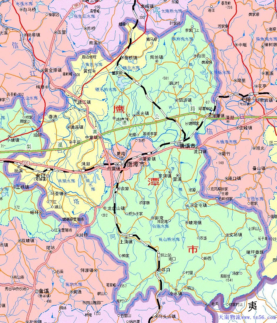 东莞到鹰潭货运地图