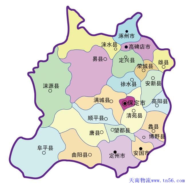 东莞到保定货运地图