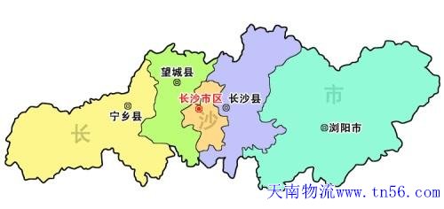 东莞到长沙市货运地图