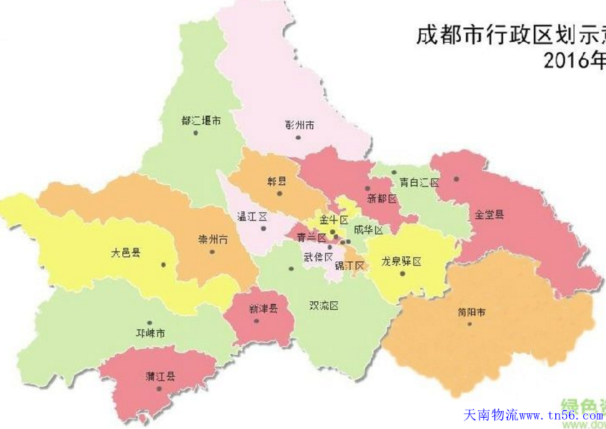 东莞到成都市货运地图