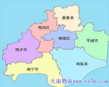 东莞到嘉兴市货运地图