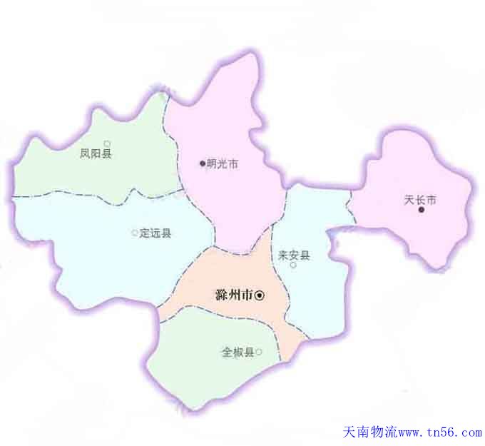 东莞到滁州市货运地图