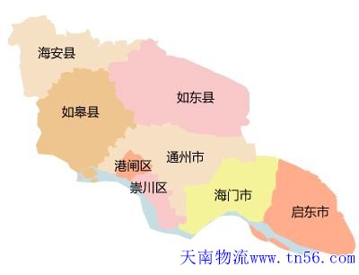 东莞到南通市货运地图