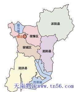 东莞到宿迁市货运地图
