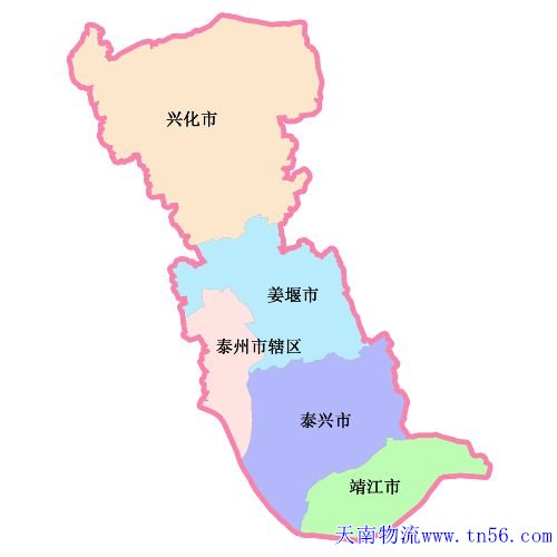 东莞到泰州市货运地图