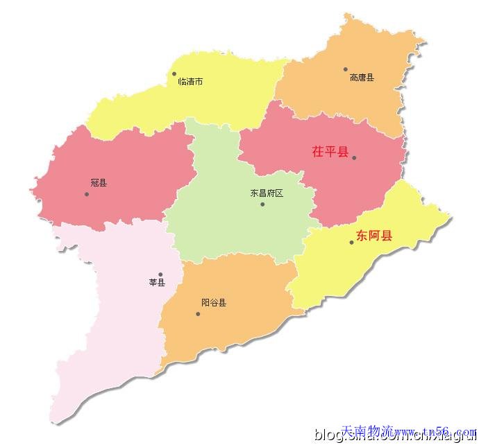 东莞到聊城市货运地图