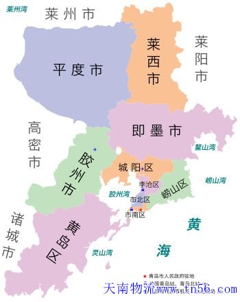 东莞到青岛市货运地图