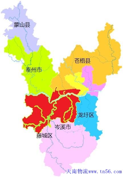 东莞到梧州市货运地图